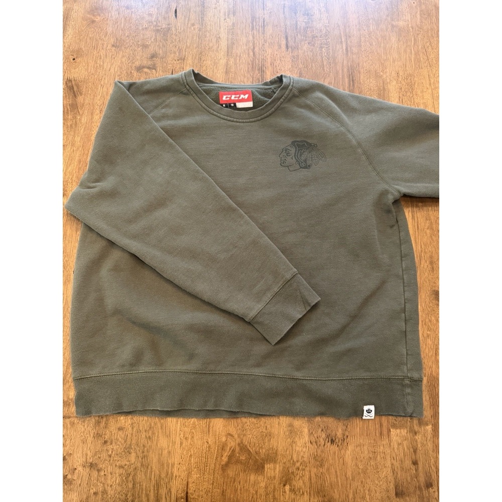 CCM Chicago Blackhawks Crewneck Green Size XL